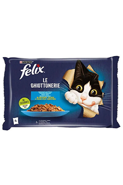 FELIX Multipack Pouch Somonlu ve Ton Balıklı Yetişkin Kedi Konservesi 4x85 Gr
