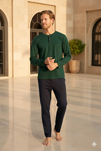 KLY طقم بيجامة رجالي كبير الحجم للنوم المريح
