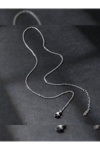 PURE BERRY قلادة فضية أنيقة من الفولاذ للجنسين غير قابلة للتلف