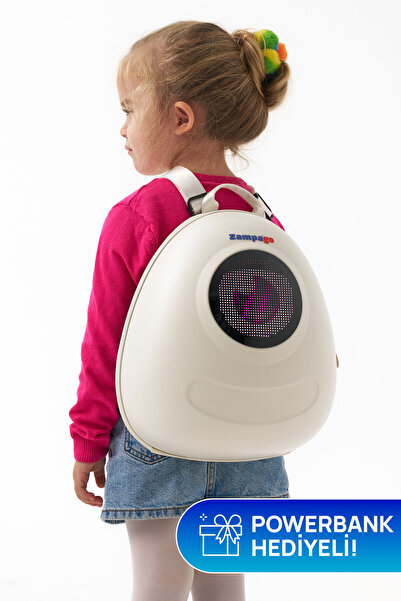 Zampago LED Big Eyes Akıllı Çocuk Sırt Çantası – Sert Kasa, 10.000 mAh Powerb...