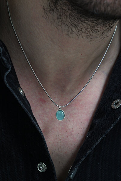 Fjellor Haleth Kedi Gözü Doğal Taş Detaylı, Gümüş Renk Snake Zincirli Erkek P...