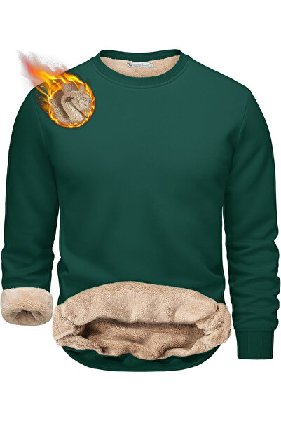 GHASSY CO. Ghassy Co. Erkek Ultra Termal Sherpa Peluş Astarlı Bisiklet Yaka S...