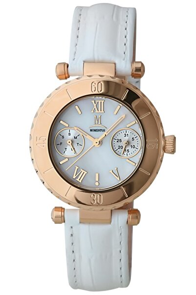Momentus Tc100R-09Br Pasha Model White Strap Rose Gold Women's Wristwatch