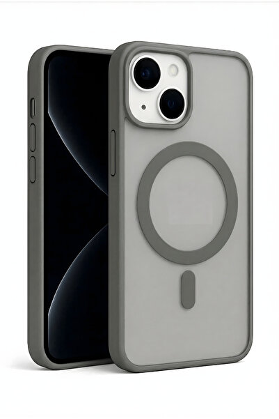 Fibaks iPhone 13/14/15 Uyumlu Kılıf Kamera Çıkıntılı Magsafe Şarj Destekli Yumuşak Kenarlı Mat Kapak