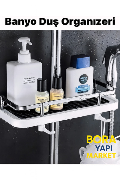 GenelTedarik Beyaz Robot Sürgülü Duş Sabunluğu Organizer