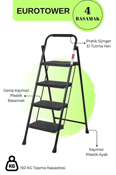 KAREN BANYO Eurotower 4 basamak Özel Tasarım Geniş Basamaklı Siyah Merdiven