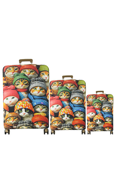 MY SARACİYE (My # 147 Cat with a Hat) Case Set for Suitcases (Cabin, Medium and Large)