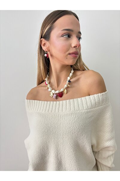 LYRA OFFİCİAL Çoklu Charm Detaylı İri Beyaz İnci Kolye - Vintage Esintili Tre...