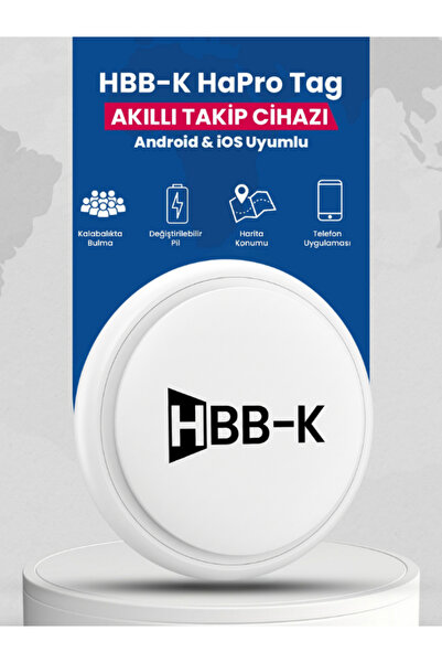HBB-K Hapro Tag Ios & Android Uyumlu Airtag Akıllı Gps Takip Cihazı(BEYAZ)