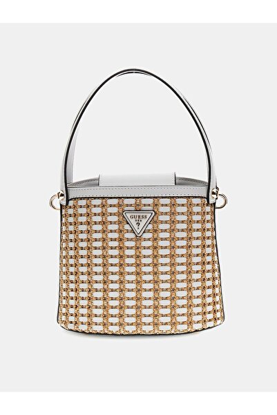 Guess حقيبة دلو صغيرة من الرافيا من أتاليا