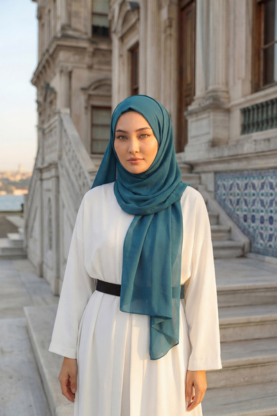 Aisha's Design Πρακτικό σάλι από σιφόν, πετρέλαιο, PS-49