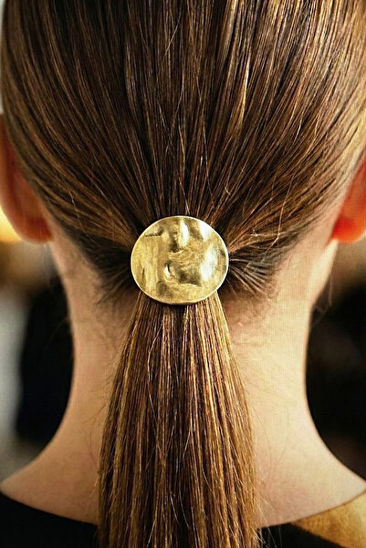 Modex Cataramă din cauciuc metalic oval curbat de culoare aurie (dimensiune: 4 cm)