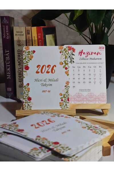 Genç Box Nostaljik Çiçekli Minimal Hicri Miladi Masaüstü 2025 Yılı Takvimi