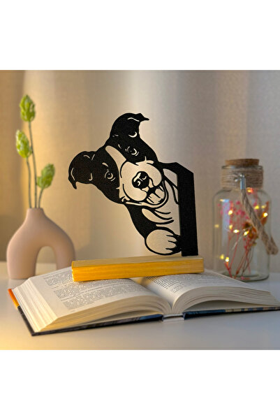 OEM Decoratiune "Bucurie Canina" cu baza din lemn natural, 19 cm, negru, impr...