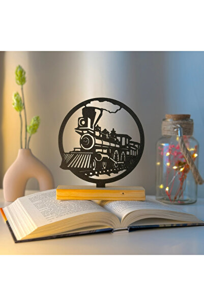 OEM Decoratiune "Legenda Aburului" cu baza din lemn natural, 16 cm, negru, im...