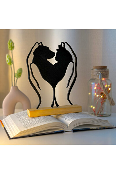OEM Decoratiune "Companioni in Palme" cu baza din lemn , 20 cm, negru, imprim...
