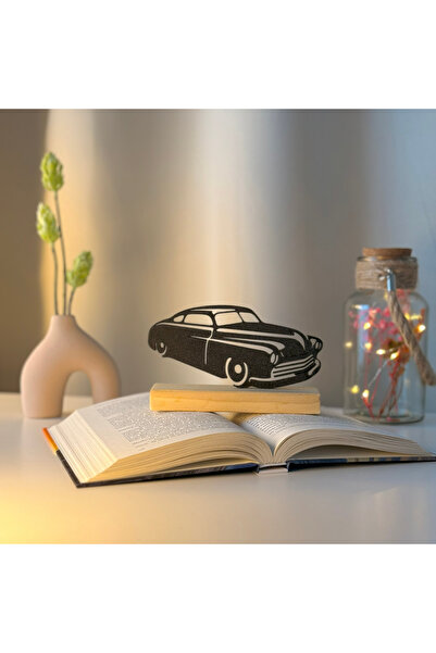 OEM Decoratiune "Classic '40s" cu baza din lemn natural, 9 cm, negru, imprima...