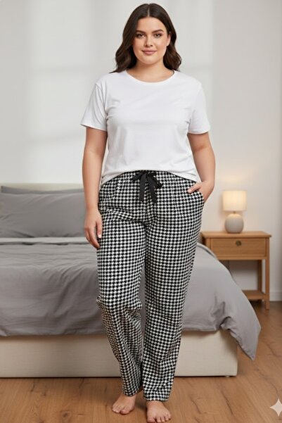 Pijamoni Pantaloni de pijama din piele intoarsa cu buzunare marime mare 494