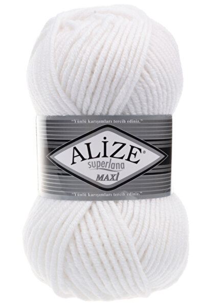 Alize Süperlana Maxi Kalın El Örgü Ipi 055 Beyaz