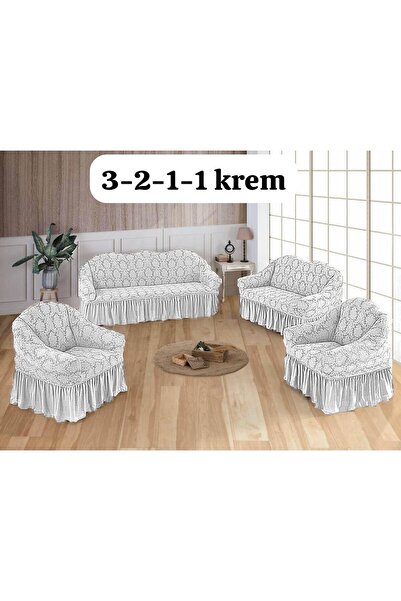ARTUÇ Jakarlı Esnek Etekli 3+2+1+1 Standart Koltuk Örtüsü