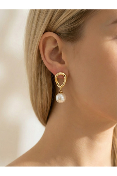 Candy İnci Sallantılı Yuvarlak Şeklinde Küpe