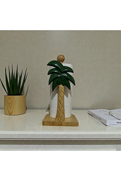 Asgard Ahşap Oyma Peçetelik / Kağıt Rulo Havluluk / Palmiye (YEŞİL)