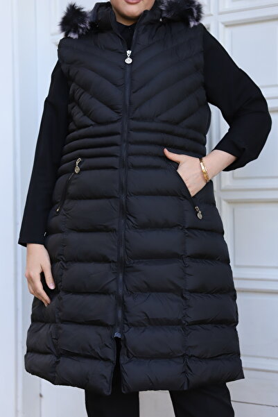 ECALAMODE سترة نسائية موسمية قابلة للنفخ بغطاء للرأس مقاومة للماء - مقاس كبير