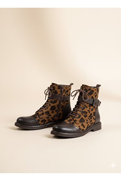 Stepka Shoes Roar Hakiki Deri Desenli Kadın Postal Bot