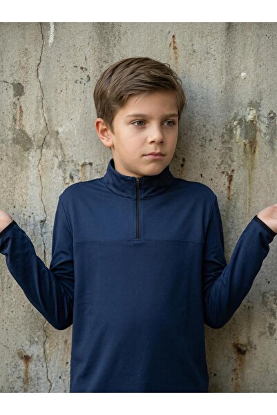CLAW UP WORK KIDS – HALF ZIP SCUBA SWEAT | NAVY (Slim Fit Yarım Fermuarlı Scu...