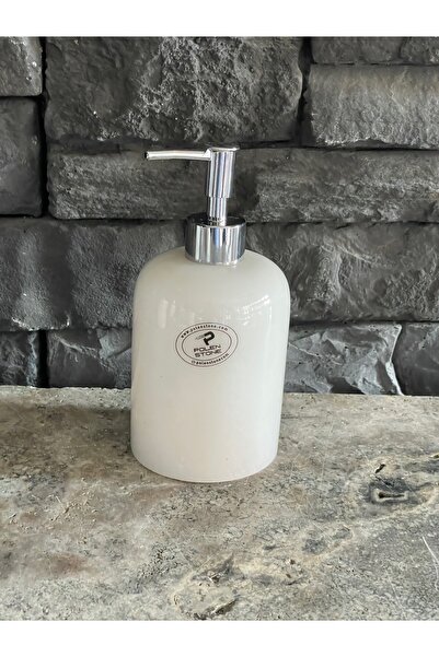 Polen Stone Dozator de săpun lichid din marmură albă cu detalii argintii