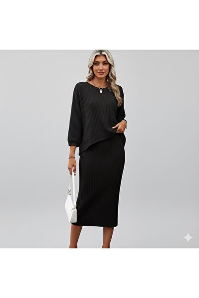 M&G PREMIUM BOUTIQUE Set de tricotaje negre pentru femei – Set de două piese ...