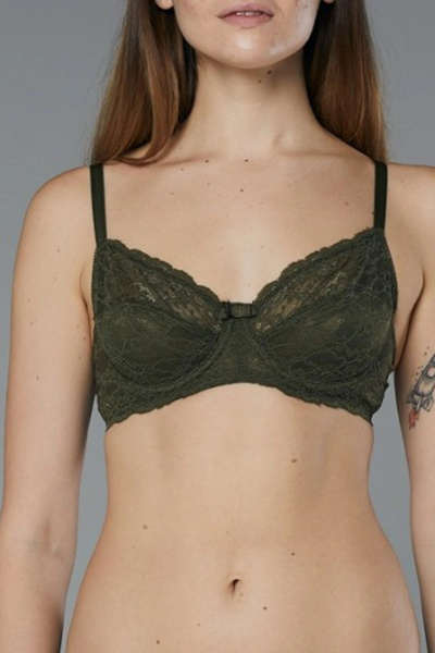 MİSS CLAİRE Sutien de damă kaki din dantelă