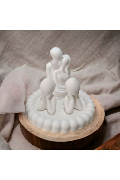 CK ÜNYE TASARIM Bernami AİLE İKİ ÇOCUKLU BUBLE TABAKLI BİBLO SETİ ÇİFT 11 CM TABAK 14 CM 5 PARÇA