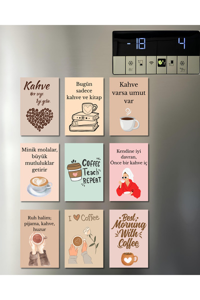 Renkia Studio Kahve Molası Sözleri Temalı 9 ADET Magnet Seti – Motivasyon ve ...