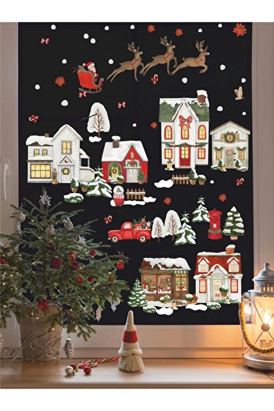 WALLHUMAN Новорічний набір наклейок для дитячої кімнати, новорічні прикраси, ...