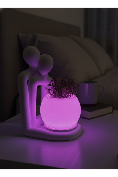 LOFONY love serisi ışıklı saksı abajür gece lambası (RGB Çok Renkli)