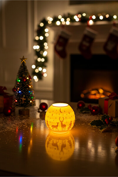 Filamentim Yılbaşı Geyik Modelli Tealight Çıkıntılı Mumluk No.2101P (Led Işık Dahil)