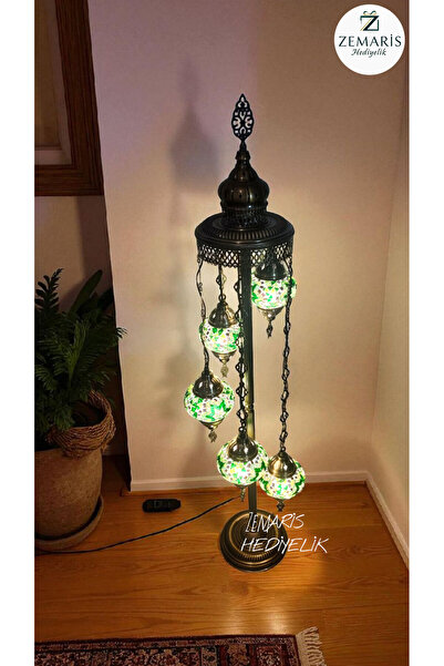 Zem El Yapımı Otantik Mozaik Lambader 5 Li