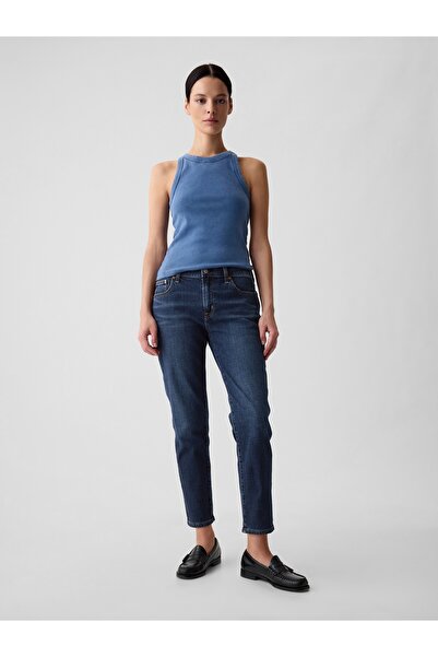 GAP Kadın Lacivert Mid Rise Girlfriend Jean Pantolon