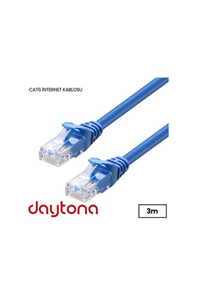Daytona Cat6 Gigabit Internet Ethernet 10gbps Rj45 Lan Kablosu 3 Metre (2 ADE...