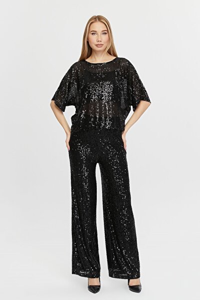 Asees Kadın Abiye Ve Mezuniyet Pul Payetli Şık Ve Zarif Pantolon Ve Bluz Abiye Takım