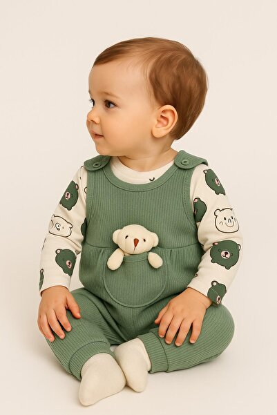 dinamik çocuk Oyuncak Ayılı Erkek Bebek 2’li Tulum Seti – Zıbın, Tulum | 3-6-...