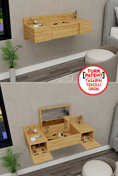 ARNETTİ Zakkum Makyaj Masası Aynalı 2 Raflı Tuvalet Masası Safirmeşe