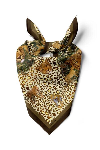 Modabutik D58 Kadın Kaplan Desenli 50x50 Bandana HYL DG01288-22