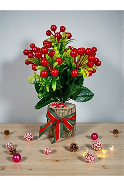 NEŞELİ ÇİÇEKLER Ornament de Crăciun cu flori artificiale, tulpină naturală, K...