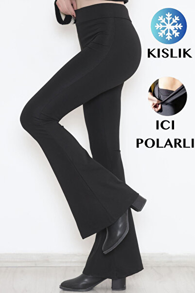 oxe KIȘLIK Kadın Ispanyol Paça Yüksek Bel Dalgıç Kumaş Toparlayıcı Tayt Pantolon