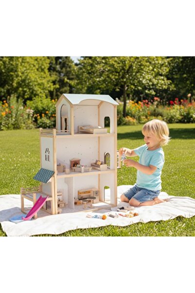 Toysilla منزل الألعاب الخشبي - ركن الألعاب الطبيعي والتعليمي (يشمل الأدوات) T...