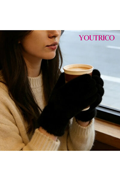 Youtrico قفازات نسائية شتوية ناعمة، قفازات فروية طويلة الأصابع، دعائم تصوير د...