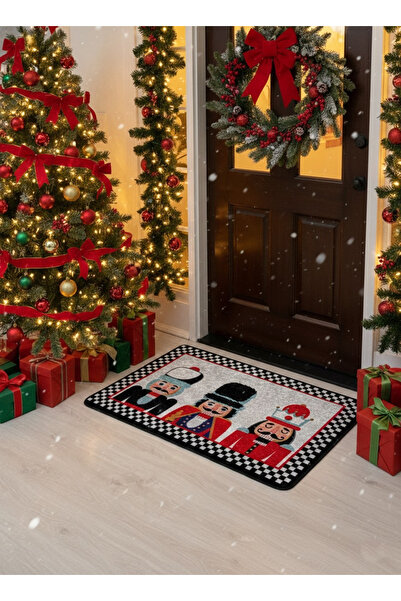 Brillant Kurşun Asker Detaylı Dekoratif Yılbaşı Paspas Ölçü 60x90