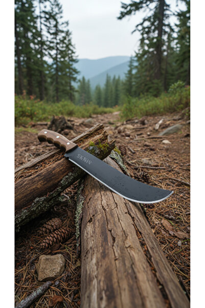 SKNIV Karbon Çelik Outdoor Kamp Palası & Machete - 38cm Kök Ceviz Saplı Keskin Bıçak